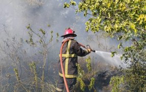Incendio en la Costanera de la localidad misionera de Puerto Rico, afectó aproximadamente media hectárea de pastizales y ramas secas