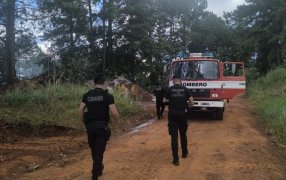 Incendio de malezas sobre la banquina de la Ruta Nacional N° 14 fue controlado en el Municipio misionero de Dos de Mayo