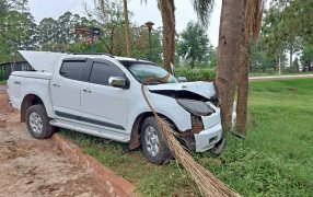 Al mando de una camioneta cargada con cigarrillos embistió control de Gendarmería Nacional, el conductor pretendió huir a pie después de colisionar contra una palmera