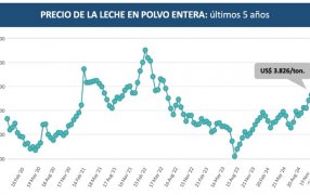 La leche en polvo subió otro escalón y se acerca a los 4.000 dólares por tonelada