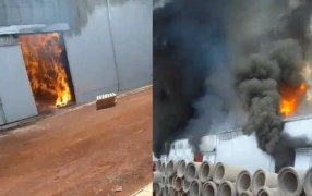 Corrientes: Incendio de grandes dimensiones en un galpón de la Cooperativa Agrícola en la localidad de Colonia Liebig, de la yerbatera Playadito sobre Ruta N° 71