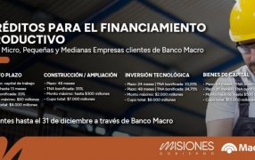 Continúan las líneas de crédito para inversión productiva, tecnológica y comercial en la provincia de Misiones