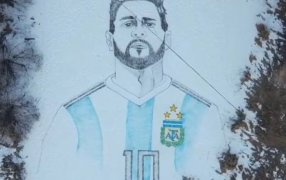 El impresionante retrato de Messi en la nieve de 1.500 metros cuadrados, fue realizado por un agricultor chino