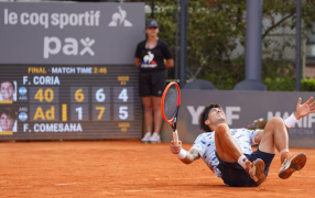 Tenis: Francisco Comesaña, campeón del Challenger de Buenos Aires en una final electrizante frente a Federico Coria, el marplatense se impuso en casi tres horas de batalla en el Racket Club y escalará 10 posiciones en el ranking