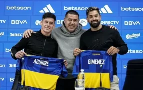 Milton Giménez y Brian Aguirre fueron presentados como nuevos refuerzos de Boca Juniors