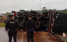 Un camión despistó sobre la Ruta Nacional N° 14 en la localidad misionera de San Pedro, no hubo lesionados