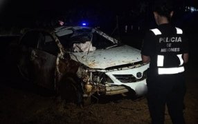 Misiones: Despiste y vuelco en la Ruta Provincial N° 103, no se registraron personas lesionadas, solo daños materiales
