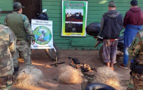 Puerto Libertad: En un operativo realizado en el Área Protegida Lago Urugua-í, arrestan a dos individuos por pesca furtiva en área protegida y secuestran motocicleta y redes