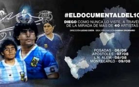 "El Documental del 10", llega a la ciudad de Apóstoles: La obra recorre la vida y la influencia de Maradona a través de testimonios de más de 40 artistas y referentes culturales nacionales