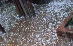 Durante el mediodía de este domingo: La tormenta de Santa Rosa azotó a la localidad correntina de Gobernador Valentín Virasoro con fuertes lluvias y granizo