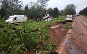 Misiones: Un colectivo impactó contra un árbol sobre la Ruta Nacional N° 12, en la localidad de Garuhapé, trasladaron al Hospital a una mujer tras siniestro