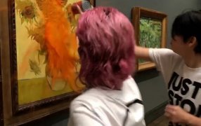 Activistas ecologistas arrojaron sopa sobre la pintura “Los girasoles” de Van Gogh en la National Gallery de Londres