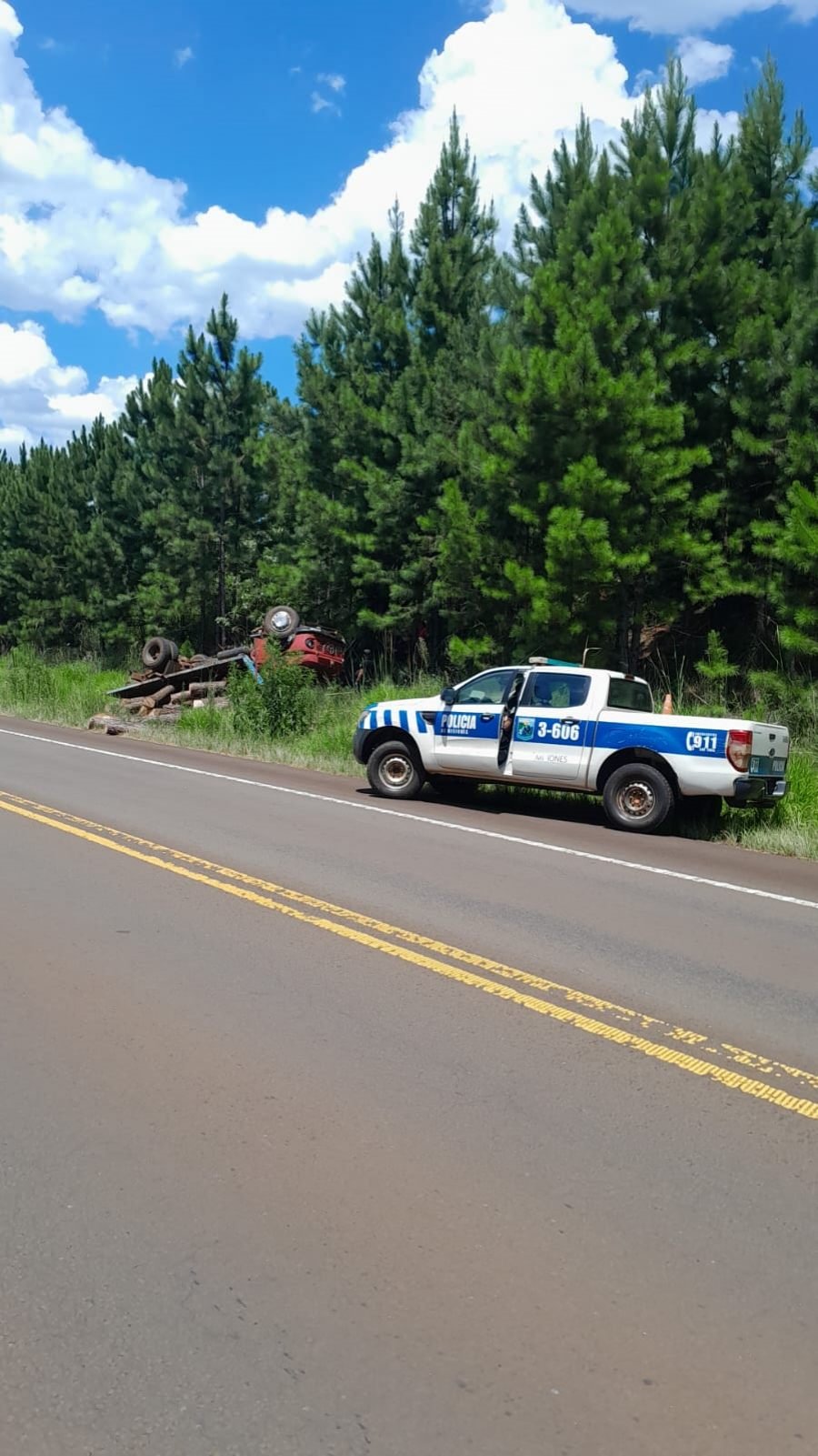 Despiste y vuelco de un camión sobre la Ruta Nacional N° 14 dejó un conductor lesionado, fue en jurisdicción de la ciudad de Leandro N. Alem