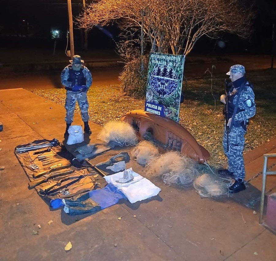 Misiones: Detectaron un presunto campamento de caza furtiva, secuestraron armas y restos de fauna protegida en el Municipio de Puerto Piray