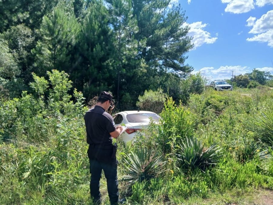 Despiste y vuelco de un automóvil en un sector de malezas sobre la Ruta Provincial N° 103, en el Municipio de Mártires