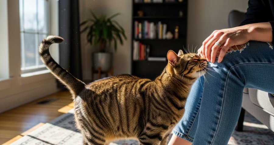 ¿Por qué los gatos se frotan contra las personas?