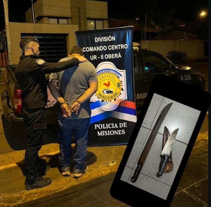 Oberá: Un individuo de 39 años fue arrestado tras provocar daños en un comercio y amenazar con un machete a los clientes