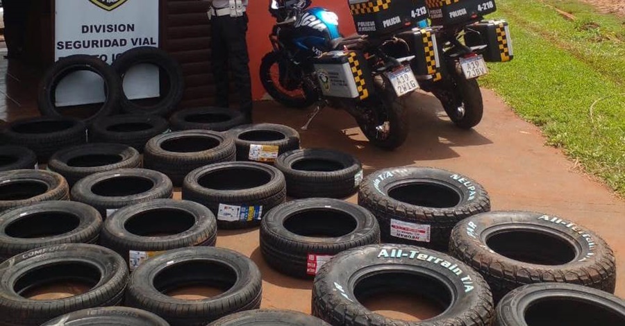La Policía de Misiones secuestró casi cinco millones de pesos en neumáticos de contrabando