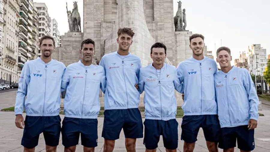 Tenis: Así fue la presentación del equipo argentino para la Copa Davis en el Monumento a la Bandera de Rosario