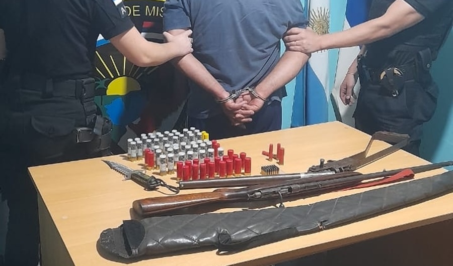 Amenazó a su pareja con un arma de fuego y terminó detenido, le secuestraron una escopeta y un rifle