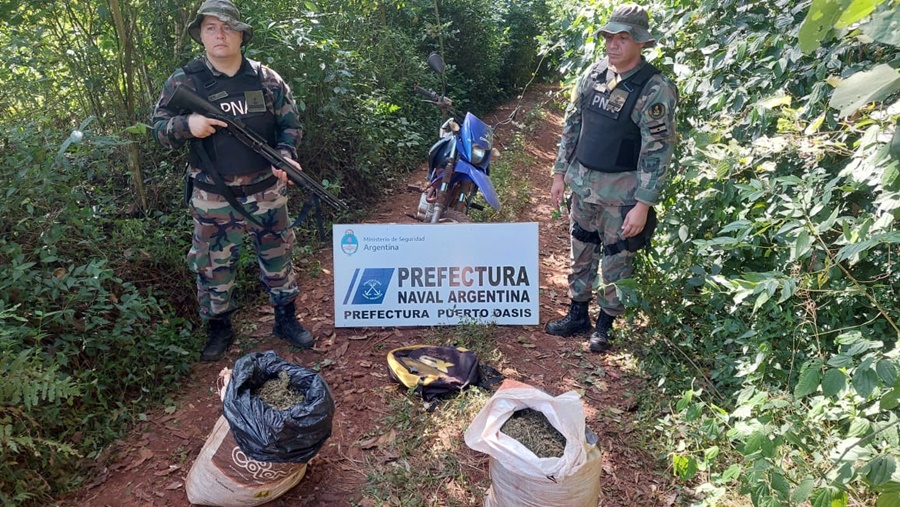 Misiones: Prefectura Naval Argentina secuestró más de 21 kilos de cogollos