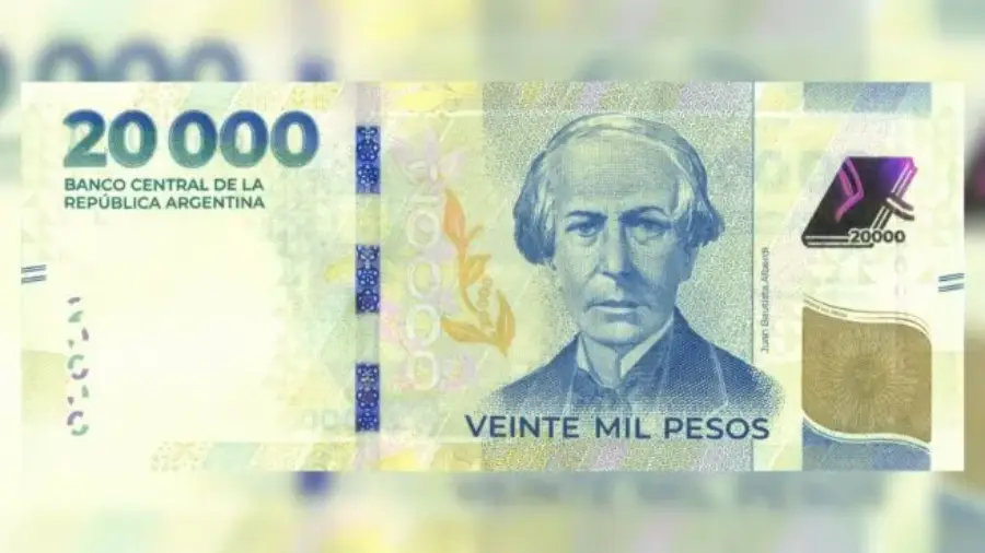 Tiene la imagen de Alberdi: El Banco Central de la República Argentina ya puso en circulación el billete de 20.000 pesos