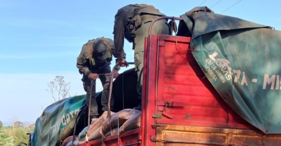 Gendarmería Nacional secuestró 23 toneladas de soja en cercanías al límite fronterizo: Dos camiones custodiados por un tercer vehículo se trasladaban con las oleaginosas sobre un camino conducente al Río Uruguay