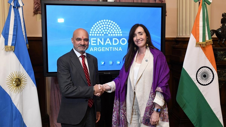 En el Senado: La Vicepresidente, Victoria Villarruel se reunió con el Embajador de la India en Argentina