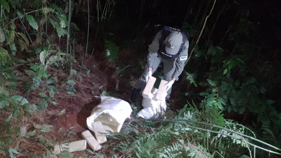 Incautación de estupefacientes, estaban ocultos entre los matorrales dos bultos de grandes dimensiones