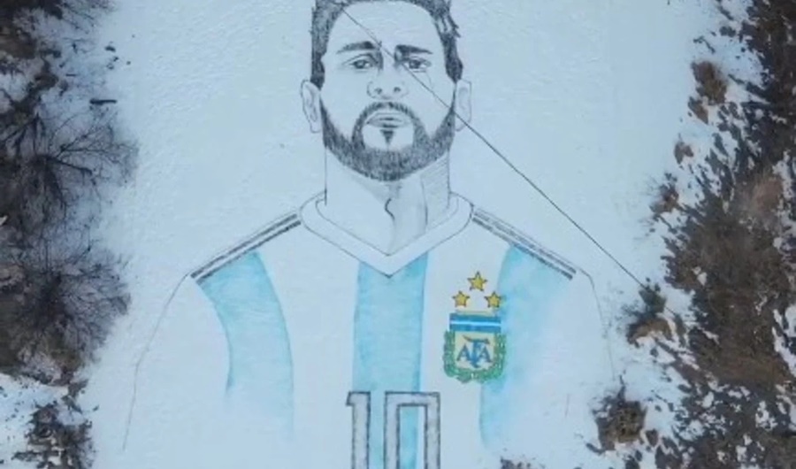 El impresionante retrato de Messi en la nieve de 1.500 metros cuadrados, fue realizado por un agricultor chino