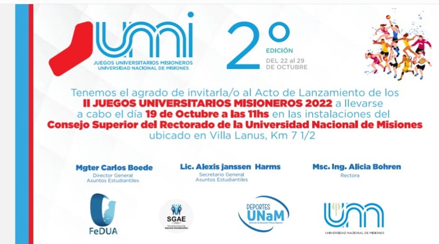 Posadas: Se presenta la Segunda Edición de los Juegos Universitarios Misioneros