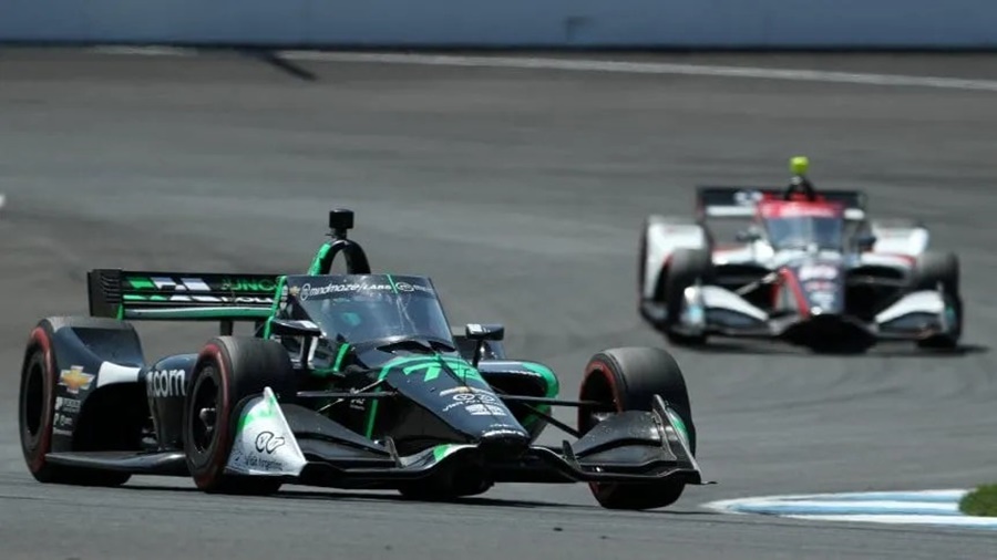 El argentino Agustín Canapino luchó y terminó 14° en el IndyCar de Laguna Seca, con un Dallara-Chevrolet del equipo Juncos Hollinger Racing