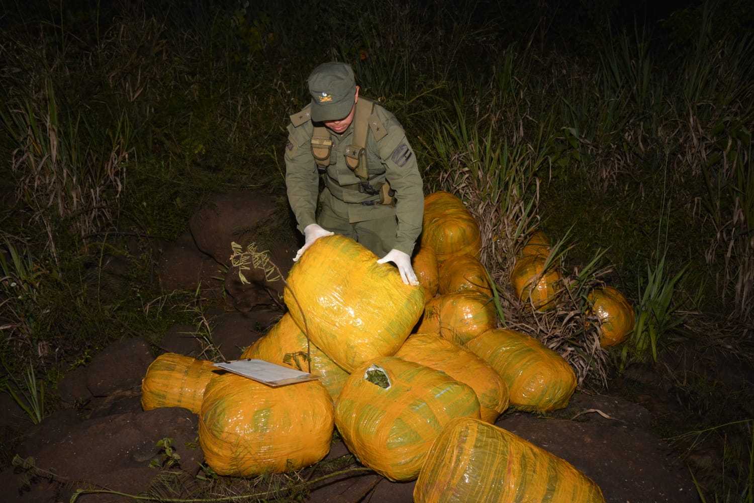 Patrulla de Gendarmería Nacional secuestró más de 280 kilos de marihuana: El estupefaciente se encontraba acopiado entre malezas, al norte de Misiones