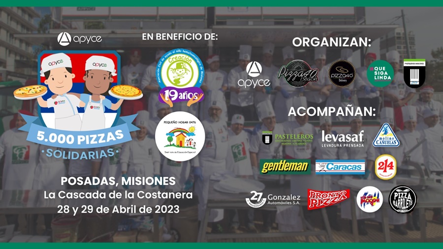 Posadas: Cinco mil pizzas a beneficio, será este viernes 28 y sábado 29 de Abril en La Cascada de la Costanera