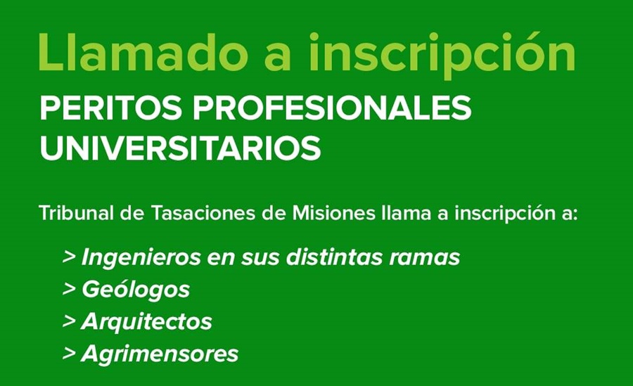 Llamado a inscripción de Peritos Profesionales Universitarios