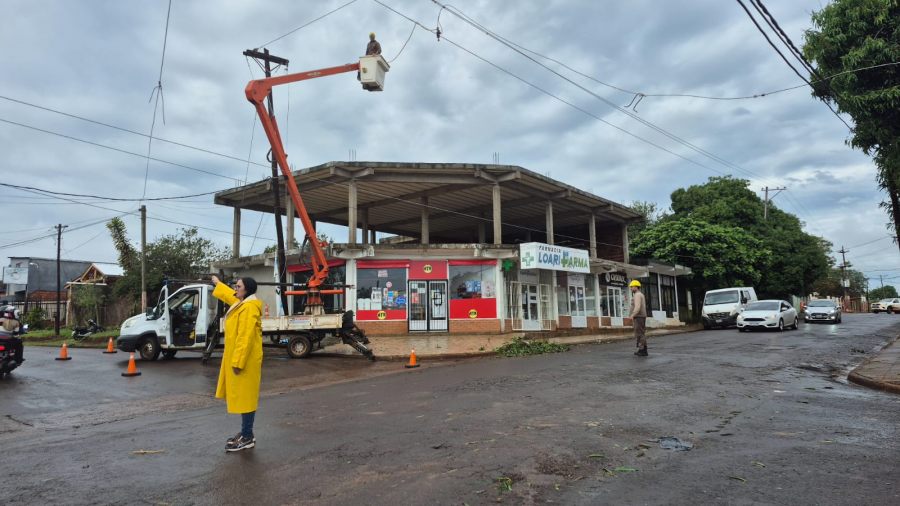 Actualización: Con refuerzos, avanzan las reparaciones del tendido eléctrico en la ciudad misionera de Puerto Iguazú