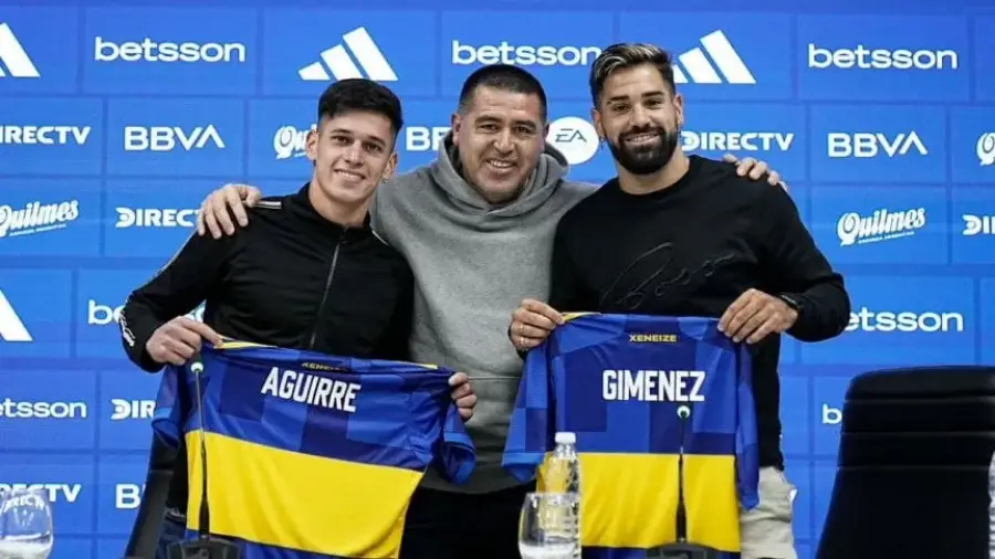 Milton Giménez y Brian Aguirre fueron presentados como nuevos refuerzos de Boca Juniors