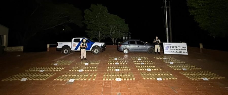 Misiones: Prefectura Naval Argentina secuestró más de 500 kilos de marihuana, que estaba dividida en 384 paquetes prensados